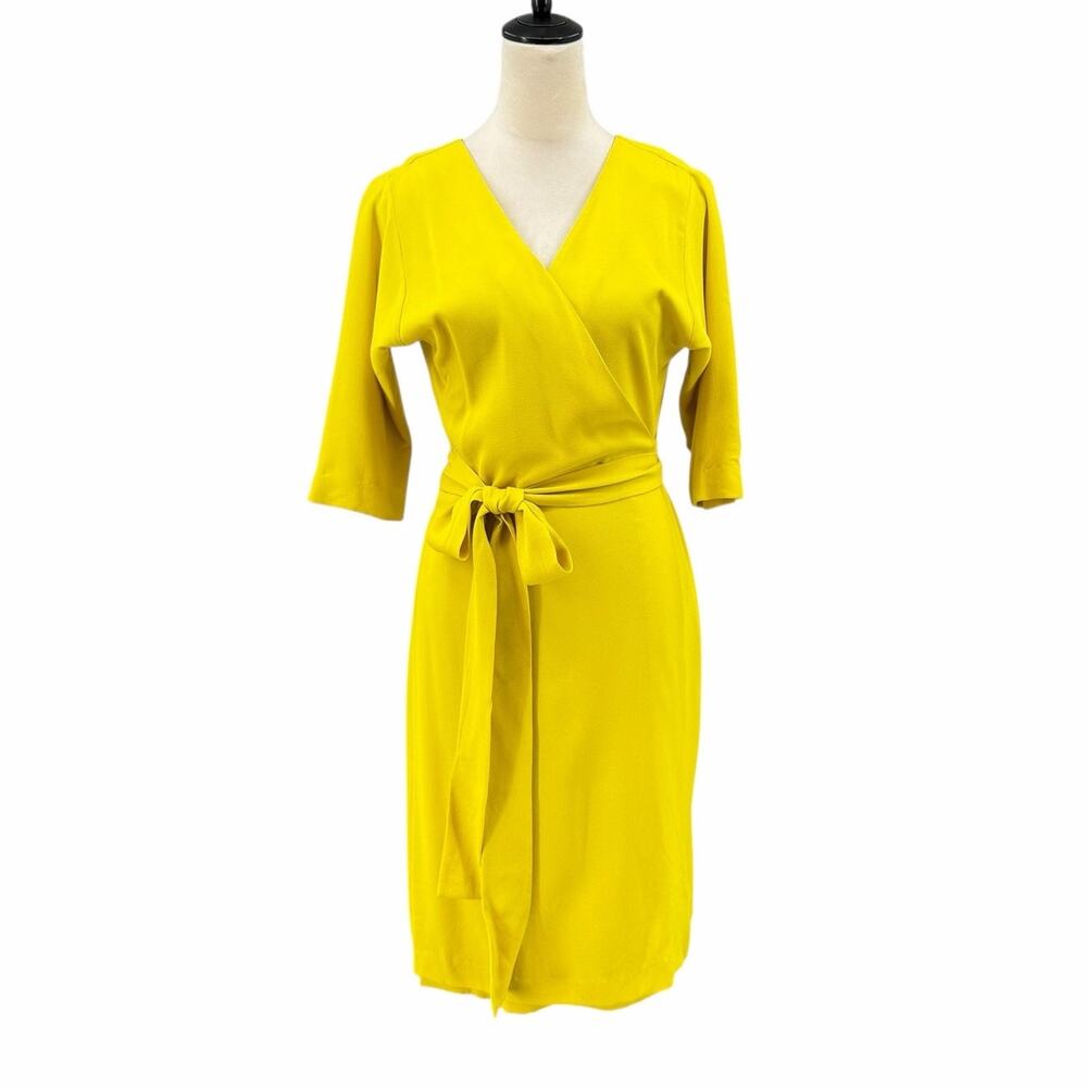 Diane von Furstenberg NWT Shannon Reversible Lemon Yellow Silk Wrap Dress DVF - Picture 1 of 13